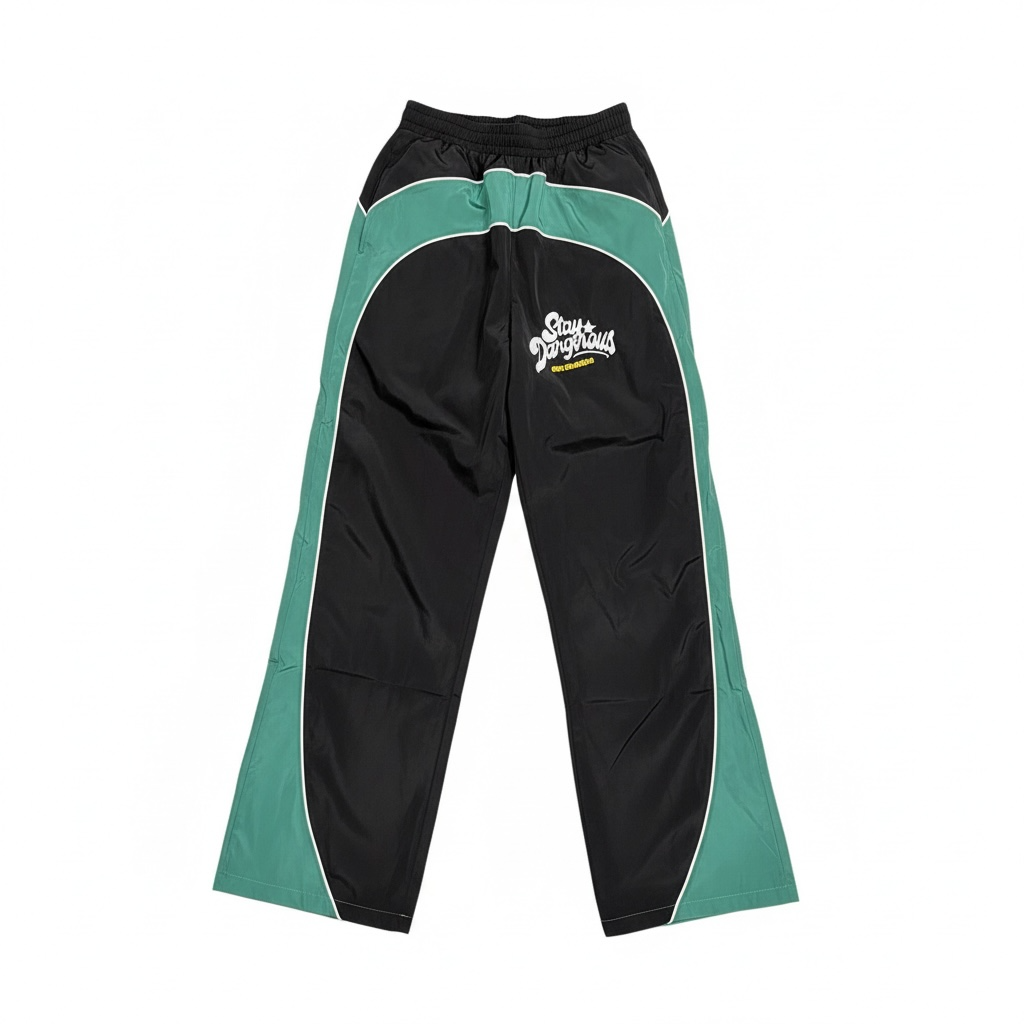 SD Nylon Track Pants (Black/Green)